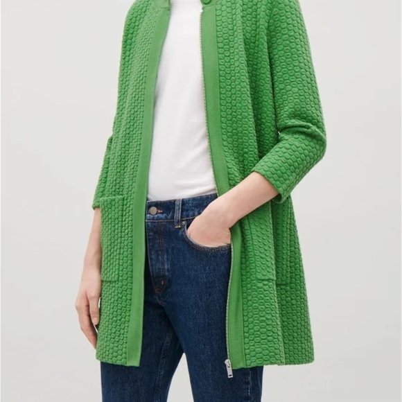 COS Jacquard Knit Coat | Size S, Kelly Green - Picture 3 of 6